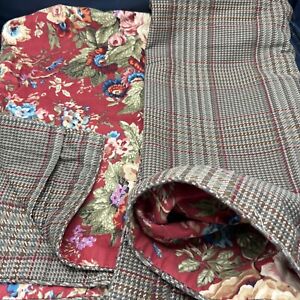 2 Ralph Lauren Chaps Summerton Pillow Shams KING Size Set 100% Cotton Red Floral