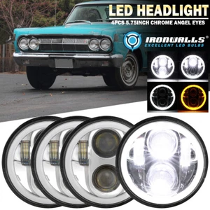 For 1968-1976 Mercury Montego 4Pcs 5.75" Chrome LED Headlights Hi-Lo DRL Sealed - Picture 1 of 12