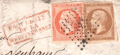 TURKEY/FRANCE Classic Cover *MEDITERRANEAN PAQUEBOT* 1860 Paris EL re GALATA YQ5 - Image 1 of 4