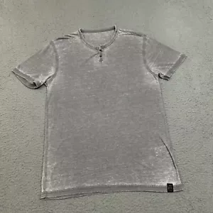 Lucky Brand Shirt Mens Small Gray Venice Burnout Henley Short Sleeve Lightweight - Picture 1 of 11