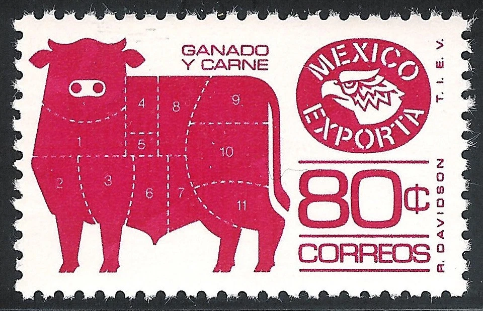 pe009a México Exporta MNH papel 1; Sc#1113a Mc#1491C Et#ex009a, perf 11 magenta Foto 1 de 1