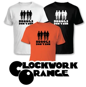 T SHIRT DRUGHI DROOGS DON'T RUN ARANCIA MECCANICA CLOCKWORK ORANGE TSHIRT CULT - Foto 1 di 5