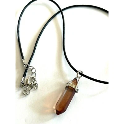 Collar mujer zafiro marrón piedra colgante hexagonal forma cuarzo vidrio Foto 1 de 4