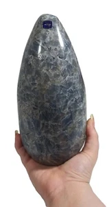 Blau polierter Orbikular Granit Standup Stein 8 Zoll hoch aus Mexiko 2.890 g - Bild 1 von 11