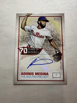 2021 Topps Series 2 70 Years of Baseball Adonis Medina Auto Phillies RC - Image 1 of 2