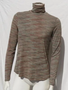 PRANA US M L Earth Tones Modal Jersey Knit Long Slvs Skinny Turtleneck Shirt Top - Bild 1 von 6