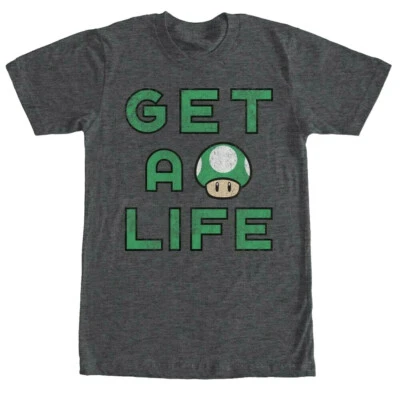 Camiseta de manga corta para hombre Nintendo Mario Get A Life, gris, XX-grande Foto 1 de 4