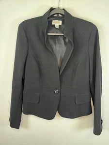 Talbots Stretch Blazer Women’s Size 10 Jacket Black Mock Collar Career Business - Picture 1 of 10