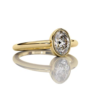 Stunning 0.65 Carat bezel Oval shape Lab Grown Diamond Engagement Ring 10k Gold - Picture 1 of 14