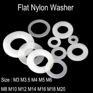 Nylon Washers Form A Flat PE Rubber Plastic Washer M3 M3.5 M4 M5 M6 M8 M10-M20 - Picture 1 of 7