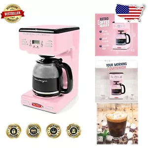 Fully Automatic 12-Cup Pink Coffee Maker - Pause-and-Serve & Safety Shut-Off - Picture 1 of 11