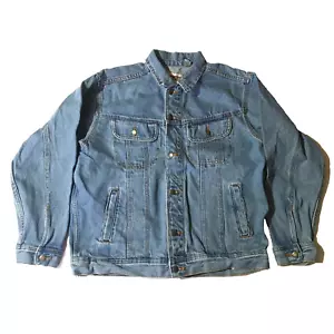 Chaqueta de camionero Wrangler de colección para hombre talla L corte vaquero sin forro jean resistente - Imagen 1 de 16
