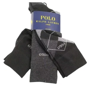 Polo Ralph Lauren Men's 3 Pair Argyle Dress Socks Cotton 10-13 Black Gray - Picture 1 of 3
