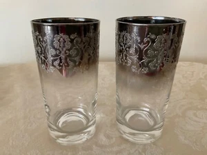 Set 2 bicchieri vintage stile Dorothy Thorpe argento ombre regine lucentezza MCM - Foto 1 di 3