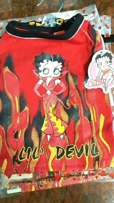 AMERICAN INTERNATIONAL TRADING BETTY BOOP DOG SLEEVELESS TEE SHIRT CLOTHING "LIL DEVIL"