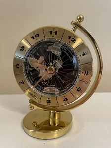 Seiko Globe World Time Desk Mantle Gold Tone Japan by Seiko Quartz - Works. - Picture 1 of 6
