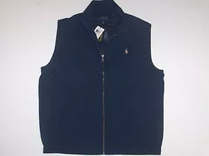 POLO RALPH LAUREN Men's Polyester Twill Zipper Zip Pony Vest, Jacket, NAVY BLUE - Picture 1 of 17