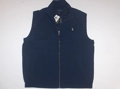 POLO RALPH LAUREN Men's Polyester Twill Zipper Zip Pony Vest, Jacket, NAVY BLUE - Image 1 of 4