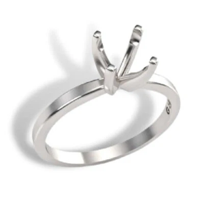 (4mm - 8mm) Classic Round Deep Vee Sterling Ring Setting (Ring Sizes 4-11 ) - Image 1 of 3