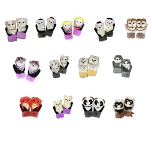 Winter Fleece Lined Gloves Full Finger Knitted Glove 3D Animal Gloves for Kids - Picture 1 of 20