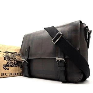 Burberry shoulder bag, London check, PVC, men's, brown #PGGQ0Z - Picture 1 of 10