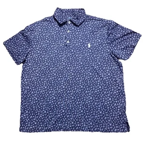 Polo Ralph Lauren uomo grande blu floreale stampa all over manica corta golf - Foto 1 di 7