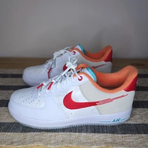Nike Air Force 1 Low Just Do It White Red Teal UK Mens 10.5 BNWOB - Picture 1 of 14
