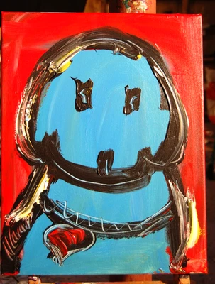 PERRO AZUL Moderno Abstracto Original Pintura al Óleo IMPRESIONISTA CANADÁ H9YG9 Foto 1 de 4