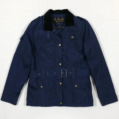 MINT! Barbour Blue Belted Moto Jacket Women's U.S. size 6 ~ Metallic Amelia - Image 1 of 4