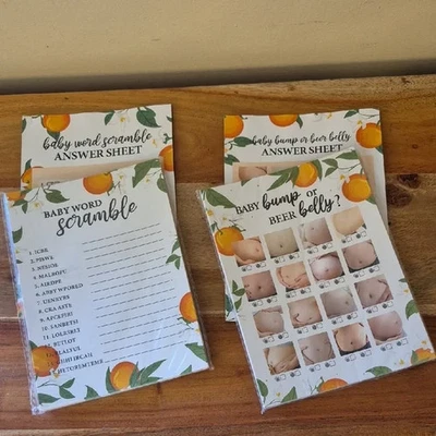 Juego Baby Shower con Tema Naranja para 25 Invitados Foto 1 de 3