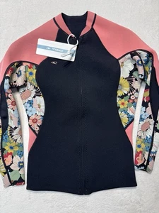 O'NEILL BAHIA 1.5 L/S Full Zip Neo Jacket - BLK/TWIGGY/TEAROSE Size 10 - Picture 1 of 7