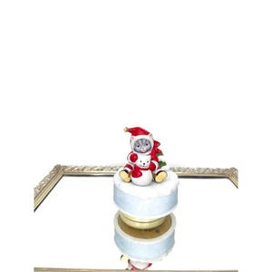 Seltene Vintage Kätzchen Gurke Katze und Schneemann Spieluhr, funktioniert - Bild 1 von 10