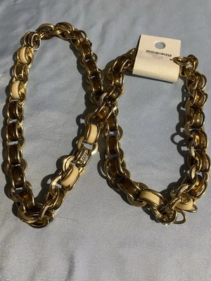 Colar Coldwater Creek ouro elos vívidos e strass 32 polegadas tom dourado NOVO - Imagem 1 de 4