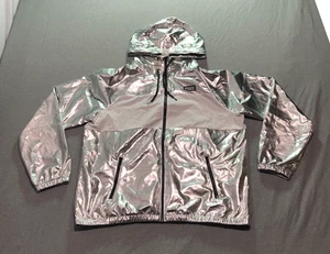 Victoria's Secret PINK Windbreaker Jacket Large Retro Anorak Futuristic Metallic - Picture 1 of 8