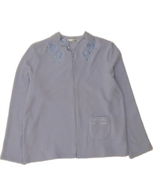 MARKS & SPENCER Womens Fleece Jacket UK 12/14 Medium Blue Floral Polyester AY07 - Image 1 of 3
