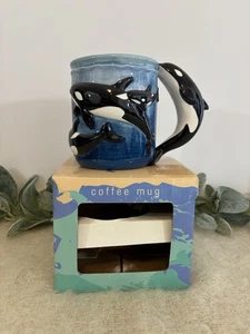 Vintage Wyland Studios Kaffeebecher Wal Orca in Box 1998 JC Penney Geschenk Tasse 20oz - Bild 1 von 10