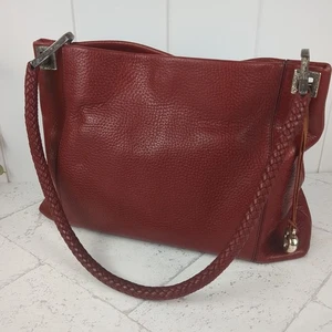 Vintage Brighton Charlotte Handtasche rot Kiesel Leder Schultertasche Herz Anhänger - Bild 1 von 14