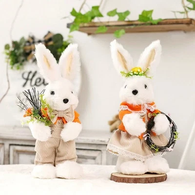 Whimsical Plush Bunny Sculpture for Easter Table Decoration and Display - Image 1 of 4