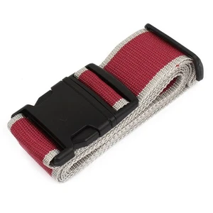 Gray Burgundy Adjustable Nylon Travelling Luggage Suitcase Strap Band Belt - Afbeelding 1 van 7