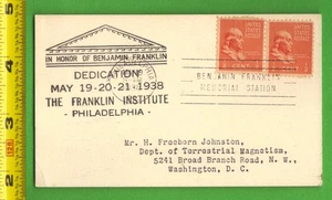1938 FDC ½c Horiz. Pr. Stamps H F Johnston Geomagnetist - Terrestrial Magnetism - Picture 1 of 2