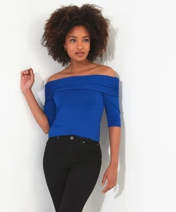 Joe Browns Women's Slim Fit Fold Over Bardot Jersey Top - Picture 1 of 14