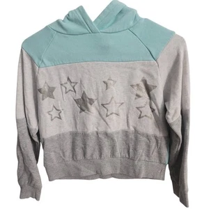 Girls Sweatshirt Gray White Stars Hoodie Size 10/12 - Picture 1 of 4