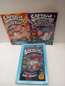 Captain Underpants Books By Dav Pilkey, Lot Of 3, Paperbacks & Collectors W/CD - Picture 1 of 8