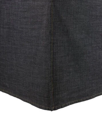 NWT Cremieux Black Denim Club 38 FULL Bedskirt Dust Ruffle 54 x 75 x 18 in - Image 1 of 4