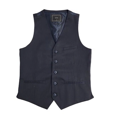 Splash Navy Blue Striped Smart Formal 2 Pocket Waistcoat Men's XS 36" - Image 1 of 4