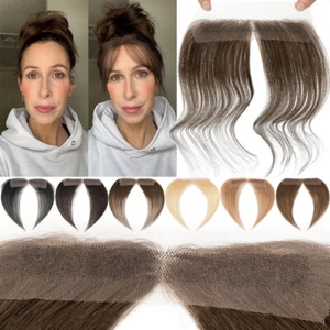 Hand-Tied Lace Topper 100% Human Hair Women Hairline Toupee Frontal Hairpiece US - Picture 1 of 24