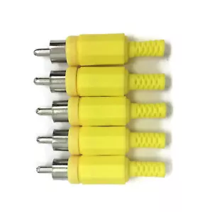 5  Yellow Phono / RCA Plugs Connectors Stereo - Picture 1 of 1