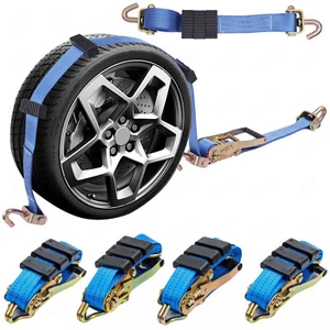 4x 50mm Transport samochodowy Pas napinający Zabezpieczenie kół Pas mocujący Samochód osobowy Przyczepa Samochód Pasek do opon - Zdjęcie 1 z 12