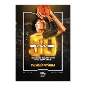 Juego de 50 puntos #7 Spurs 2024-25 Topps Now Victor Wembanyama Youngest Center - Imagen 1 de 1