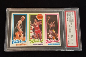 LARRY BIRD / JULIUS ERVING / MAGIC JOHNSON 1980 TOPPS ROOKIE RC PSA 8 NBA HOF - Picture 1 of 24